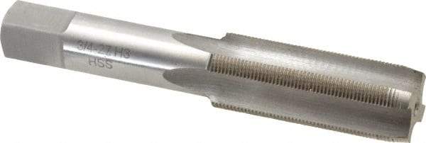 Interstate - 3/4-27 UNS 3B 4 Flute Bright Finish High Speed Steel Straight Flute Standard Hand Tap - Plug, Right Hand Thread, 4-1/4" OAL, H3 Limit, Oversize - Exact Industrial Supply