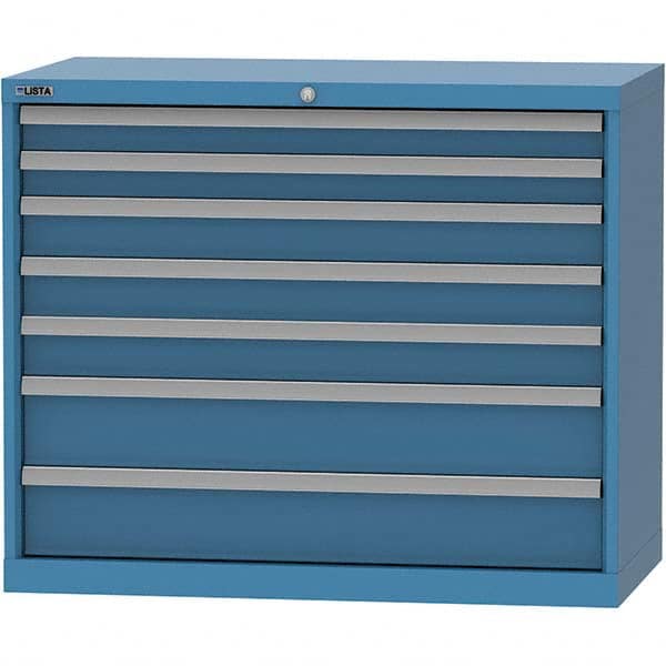 LISTA - 7 Drawer, 84 Compartment Bright Blue Steel Modular Storage Cabinet - Caliber Tooling