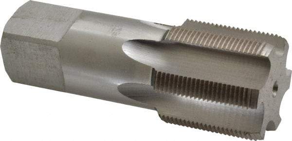 Interstate - 1-1/2 - 16 UNS 3B 6 Flute Bright Finish High Speed Steel Straight Flute Standard Hand Tap - Bottoming, Right Hand Thread, 4" OAL, H4 Limit, Oversize - Exact Industrial Supply