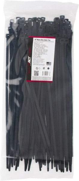 Made in USA - 15.093" Long Black Nylon Standard Cable Tie - 120 Lb Tensile Strength, 1.93mm Thick, 103.19mm Max Bundle Diam - Caliber Tooling