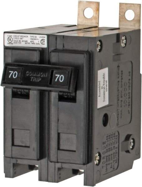 Eaton Cutler-Hammer - 70 Amp, 120/240 VAC, 24 VDC, 48 VDC, 80 VDC, 2 Pole, Bolt On Miniature Circuit Breaker - Thermal Magnetic Trip, 8-1/0 AWG, 2-3/8 Inch Deep x 2-15/16 Inch High x 2 Inch Wide - Caliber Tooling