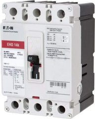 Eaton Cutler-Hammer - 50 Amp, 250 VDC, 480 VAC, 3 Pole, Molded Case Circuit Breaker - Thermal Magnetic Trip, 18 kA at 240 VAC Breaking Capacity, 14-1/0 AWG, 3-3/8 Inch Deep x 6 Inch High x 4-1/8 Inch Wide - Caliber Tooling