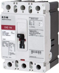 Eaton Cutler-Hammer - 70 Amp, 250 VDC, 480 VAC, 3 Pole, Molded Case Circuit Breaker - Thermal Magnetic Trip, 18 kA at 240 VAC Breaking Capacity, 14-1/0 AWG, 3-3/8 Inch Deep x 6 Inch High x 4-1/8 Inch Wide - Caliber Tooling