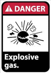 NMC - "Danger - Explosive Gas", 14" Long x 10" Wide, Pressure-Sensitive Vinyl Safety Sign - Rectangle, 0.004" Thick, Use for Accident Prevention - Caliber Tooling