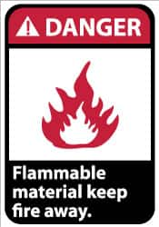 NMC - "Danger - Flammable Material - Keep Fire Away", 14" Long x 10" Wide, Rigid Plastic Safety Sign - Rectangle, 0.05" Thick, Use for Hazardous Materials - Caliber Tooling