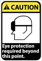 NMC - "Caution - Eye Protection Required Beyond This Point", 14" Long x 10" Wide, Rigid Plastic Safety Sign - Rectangle, 0.05" Thick, Use for Accident Prevention - Caliber Tooling