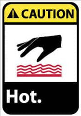 NMC - "Caution - Hot", 14" Long x 10" Wide, Rigid Plastic Safety Sign - Rectangle, 0.05" Thick, Use for Hazardous Materials - Caliber Tooling