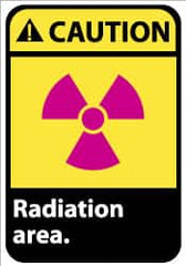 NMC - "Caution - Radiation Area", 14" Long x 10" Wide, Pressure-Sensitive Vinyl Safety Sign - Rectangle, 0.004" Thick, Use for Accident Prevention - Caliber Tooling