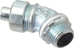 Cooper Crouse-Hinds - 3/8" Trade, Malleable Iron Threaded Angled Liquidtight Conduit Connector - Noninsulated - Caliber Tooling