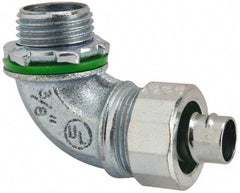 Cooper Crouse-Hinds - 3/8" Trade, Malleable Iron Threaded Angled Liquidtight Conduit Connector - Noninsulated - Caliber Tooling