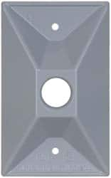 Cooper Crouse-Hinds - 1 Outlet, 1/2" Hole Diam, Powder Coat Finish, Rectangle Noncorrosive Weatherproof Box Cover - 4-1/2" Long x 2-3/4" Wide x 7/8" High, Wet Locations, Aluminum, UL Listed - Caliber Tooling