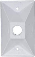 Cooper Crouse-Hinds - 1 Outlet, 1/2" Hole Diam, Powder Coat Finish, Rectangle Noncorrosive Weatherproof Box Cover - 4-1/2" Long x 2-3/4" Wide x 7/8" High, Wet Locations, Aluminum, UL Listed - Caliber Tooling