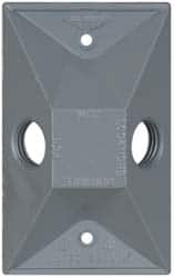 Cooper Crouse-Hinds - 2 Outlet, 1/2" Hole Diam, Powder Coat Finish, Rectangle Noncorrosive Weatherproof Box Cover - 4-5/8" Long x 2-7/8" Wide x 1-1/16" High, Wet Locations, Aluminum, UL Listed - Caliber Tooling