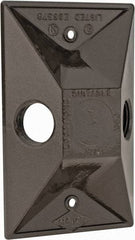 Cooper Crouse-Hinds - 2 Outlet, 1/2" Hole Diam, Powder Coat Finish, Rectangle Noncorrosive Weatherproof Box Cover - 4-5/8" Long x 2-7/8" Wide x 1-1/16" High, Wet Locations, Aluminum, UL Listed - Caliber Tooling