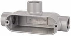 Cooper Crouse-Hinds - Form 5, T Body, 1/2" Trade, IMC, Rigid Aluminum Conduit Body - Oval/Rectangle, 4.82" OAL, 4.35 cc Capacity, Silver - Caliber Tooling