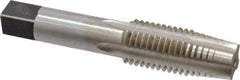 Interstate - 7/8-9 UNC 3B 4 Flute Bright Finish High Speed Steel Straight Flute Standard Hand Tap - Taper, Left Hand Thread, 4-11/16" OAL, 2-7/32" Thread Length, H4 Limit, Oversize - Exact Industrial Supply