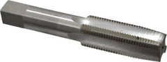 Interstate - 7/8-14 UNF 3B 4 Flute Bright Finish High Speed Steel Straight Flute Standard Hand Tap - Taper, Left Hand Thread, 4-11/16" OAL, 2-7/32" Thread Length, H4 Limit, Oversize - Exact Industrial Supply