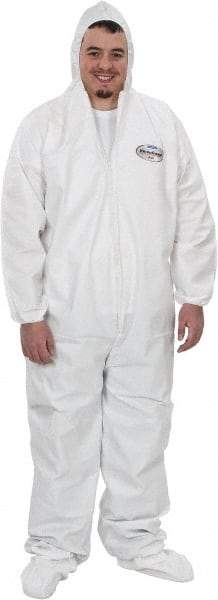 KleenGuard - Size 4XL Film Laminate General Purpose Coveralls - White, Zipper Closure, Elastic Cuffs, with Boots, Serged Seams - Caliber Tooling