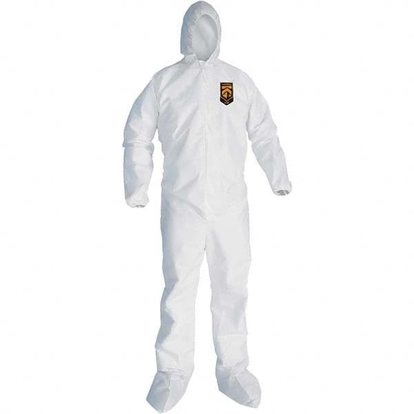 KleenGuard - Size 2XL SMS General Purpose Coveralls - White, Zipper Closure, Elastic Cuffs, with Boots, Serged Seams - Caliber Tooling