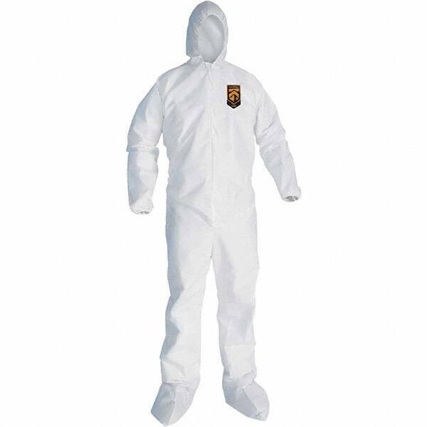 KleenGuard - Size 3XL SMS General Purpose Coveralls - White, Zipper Closure, Elastic Cuffs, with Boots, Serged Seams - Caliber Tooling