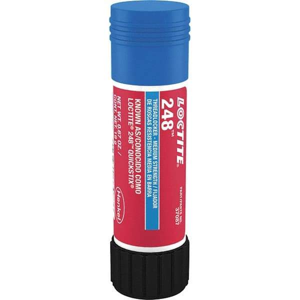 Loctite - 19 g Stick, Blue, Medium Strength Semisolid Threadlocker - Series 248, 24 hr Full Cure Time, Hand Tool, Heat Removal - Caliber Tooling