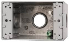 Cooper Crouse-Hinds - 1 Gang, (3) 3/4" Knockouts, Aluminum Rectangle Outlet Box - 4-1/4" Overall Height x 2-7/8" Overall Width x 2-21/32" Overall Depth, Weather Resistant - Caliber Tooling