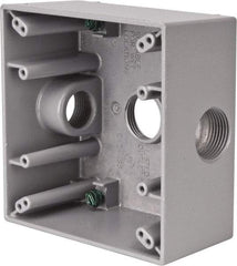 Cooper Crouse-Hinds - 2 Gang, (3) 3/4" Knockouts, Aluminum Rectangle Outlet Box - 4-9/16" Overall Height x 4-5/8" Overall Width x 2-1/16" Overall Depth, Weather Resistant - Caliber Tooling