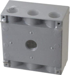 Cooper Crouse-Hinds - 2 Gang, (7) 1/2" Knockouts, Aluminum Rectangle Outlet Box - 4-9/16" Overall Height x 4-5/8" Overall Width x 2-1/16" Overall Depth, Weather Resistant - Caliber Tooling