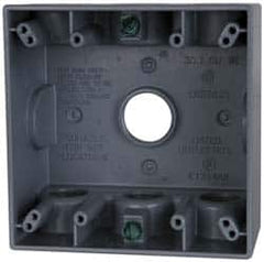 Cooper Crouse-Hinds - 2 Gang, (7) 3/4" Knockouts, Aluminum Rectangle Outlet Box - 4-9/16" Overall Height x 4-5/8" Overall Width x 2-1/16" Overall Depth, Weather Resistant - Caliber Tooling