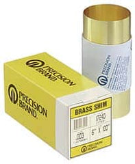 Precision Brand - 100 Inch Long x 6 Inch Wide x 0.005 Inch Thick, Roll Shim Stock - Brass - Caliber Tooling