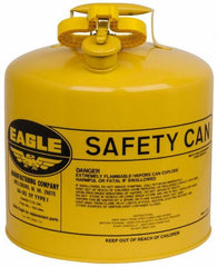 Eagle - 5 Gal Galvanized Steel Type I Safety Can - 13-1/2" High x 12-1/2" Diam, Yellow - Caliber Tooling