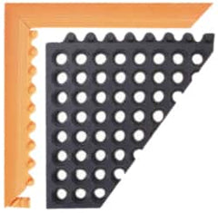 Notrax - 5' Long x 2" Wide x 3/4" Thick, Anti-Fatigue Modular Matting Ramp Edge - Female, Orange, Series 551 - Caliber Tooling