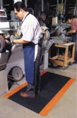 Anti-Fatigue Mat: 900″ Length, 36″ Wide, 1″ Thick, Vinyl, Beveled Edge, Heavy-Duty Diamond Plate, Black & Yellow, Dry