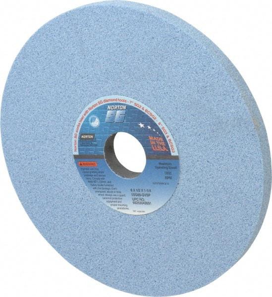 Norton - 8" Diam x 1-1/4" Hole x 1/2" Thick, G Hardness, 60 Grit Surface Grinding Wheel - Ceramic, Type 1, Medium Grade, 3,600 Max RPM, Vitrified Bond, No Recess - Caliber Tooling