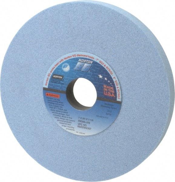 Norton - 7" Diam x 1-1/4" Hole x 3/4" Thick, J Hardness, 60 Grit Surface Grinding Wheel - Ceramic, Type 1, Medium Grade, 3,600 Max RPM, Vitrified Bond, No Recess - Caliber Tooling