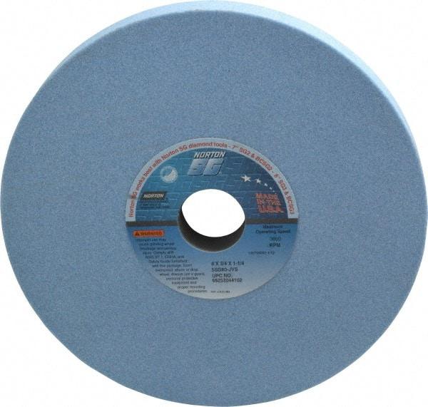 Norton - 8" Diam x 1-1/4" Hole x 3/4" Thick, J Hardness, 60 Grit Surface Grinding Wheel - Ceramic, Type 1, Medium Grade, 3,600 Max RPM, Vitrified Bond, No Recess - Caliber Tooling