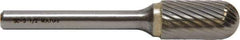 M.A. Ford - 1" Cut Diam, 1/4" Shank Diam, Cylinder with Radius Head Double Cut Burr - Carbide, Radius End, 1" LOC, 3" OAL - Caliber Tooling