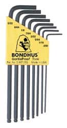 Bondhus - 8 Piece L-Key Ball End Hex Key Set - Hex Range 0.05 to 5/32" - Caliber Tooling