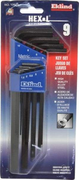 Eklind - 9 Piece L-Key Hex Key Set - Hex Range 1.5 to 10mm - Caliber Tooling