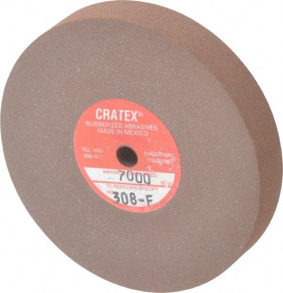 Cratex - 3" Diam x 1/4" Hole x 1/2" Thick, Surface Grinding Wheel - Silicon Carbide, Fine Grade, 7,000 Max RPM, Rubber Bond, No Recess - Caliber Tooling