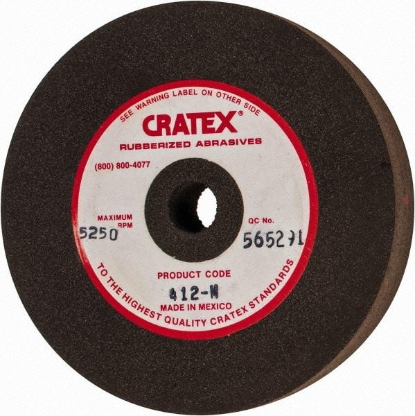 Cratex - 4" Diam x 1/2" Hole x 3/4" Thick, Surface Grinding Wheel - Silicon Carbide, Medium Grade, 5,250 Max RPM, Rubber Bond, No Recess - Caliber Tooling