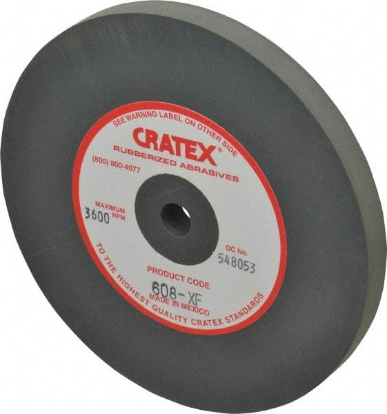 Cratex - 6" Diam x 1/2" Hole x 1/2" Thick, Surface Grinding Wheel - Silicon Carbide, Extra Fine Grade, 3,600 Max RPM, Rubber Bond, No Recess - Caliber Tooling