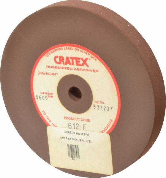 Cratex - 6" Diam x 1/2" Hole x 3/4" Thick, Surface Grinding Wheel - Silicon Carbide, Fine Grade, 3,600 Max RPM, Rubber Bond, No Recess - Caliber Tooling