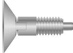 Vlier - M10x1.5, 3/4" Thread Length, 0.19" Max Plunger Diam, 1 Lb Init to 8 Lb Final End Force, Locking Knob Handle Plunger - Countersunk Knob, 19mm Body Length, 0.22" Plunger Projection - Caliber Tooling