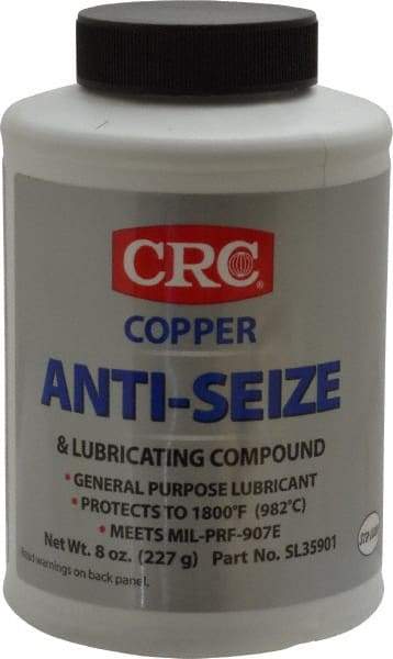 CRC - 8 oz Bottle General Purpose Anti-Seize Lubricant - Copper, -95 to 1,800°F, Bronze, Water Resistant - Caliber Tooling