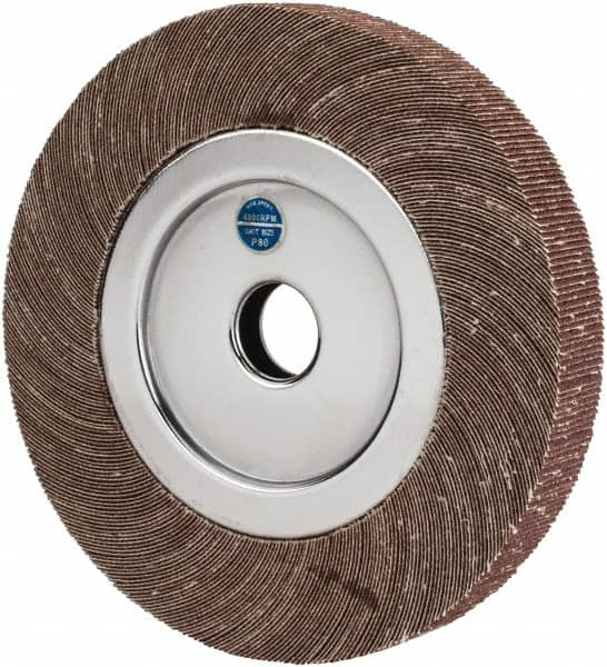 Value Collection - 8" Diam, 80 Grit Aluminum Oxide Unmounted Flap Wheel - 1" Hole, 1" Wide, Coated, Medium Grade, 4,800 Max RPM - Caliber Tooling