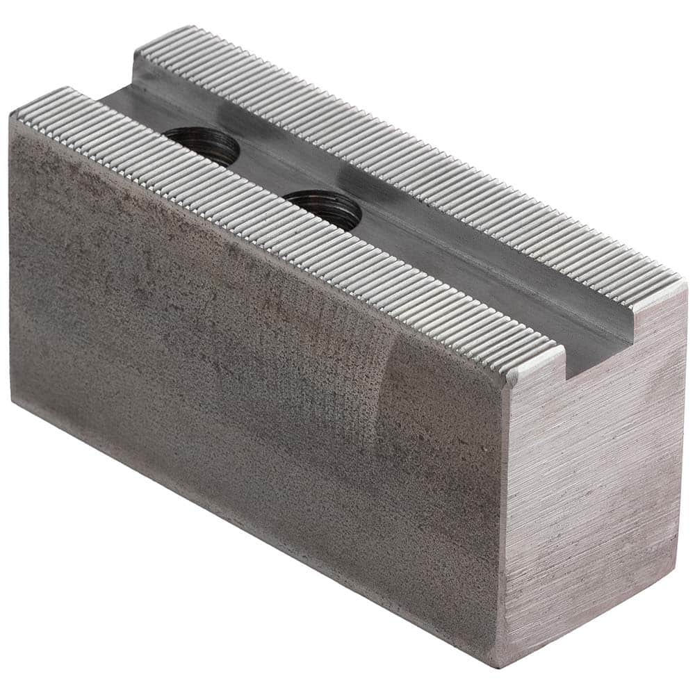 Dillon Manufacturing - Soft Lathe Chuck Jaws; Jaw Type: Square ; Material: Steel ; Jaw Interface Type: 1.5mm x 60 Serrated ; Maximum Compatible Chuck Diameter (Inch): 12 ; Minimum Compatible Chuck Diameter (Inch): 0 ; Overall Height (Inch): 4 - Exact Industrial Supply