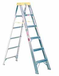 Made in USA - 10 Ft. High, Type I Rating, Aluminum Step Ladder - Caliber Tooling