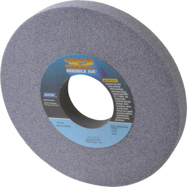 Norton - 10" Diam x 3" Hole x 1" Thick, I Hardness, 46 Grit Surface Grinding Wheel - Aluminum Oxide, Type 1, Coarse Grade, 2,485 Max RPM, Vitrified Bond, No Recess - Caliber Tooling