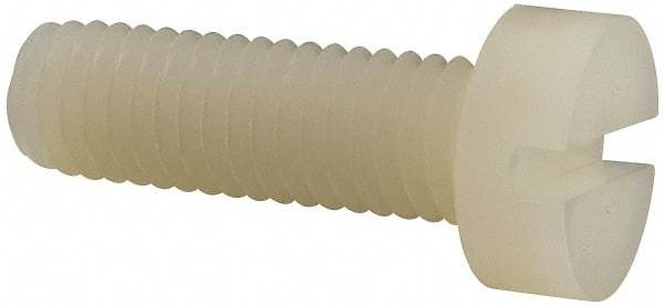 Made in USA - M8x1.25 Metric Coarse, 25mm Length Under Head Slotted Drive Machine Screw - Cheese Head, Grade 6/6 Nylon, Uncoated, Without Washer - Caliber Tooling